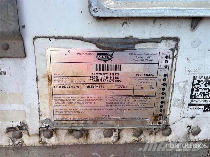 Wabash 53 ft T/A Van Trailer 箱體拖車