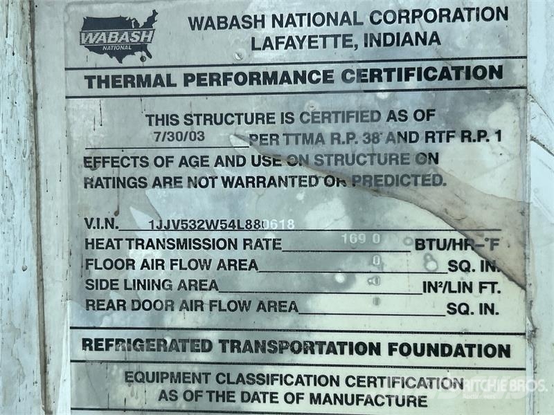 Wabash 53 ft x 102 in T/A Refrigerated Trailer Semi-remorci cu temperatura controlata