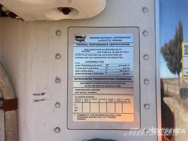 Wabash 53 ft x 96 in T/A Refrigerated Trailer Piekabes ar temperatūras kontroli