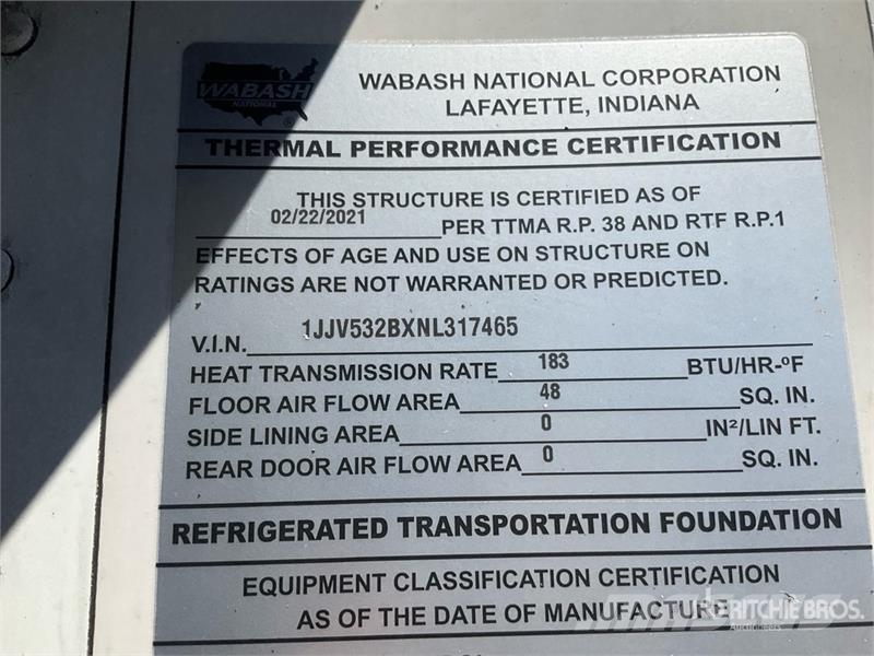 Wabash 53 ft x 96 in T/A Refrigerated Trailer Semi Reboques Isotérmicos