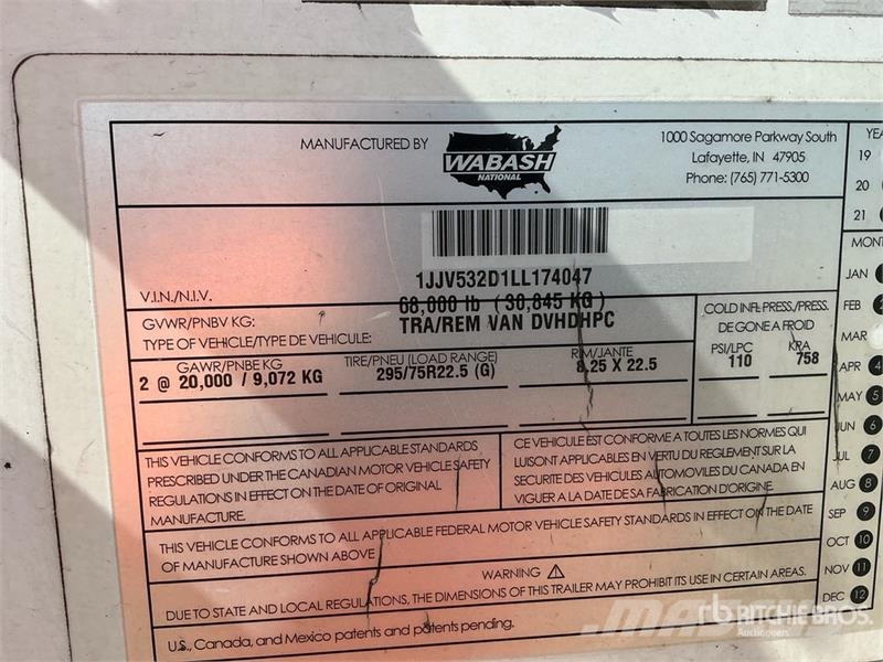 Wabash DVCVHPC 53 ft T/A Van Trailer Prikolice sa sandukom