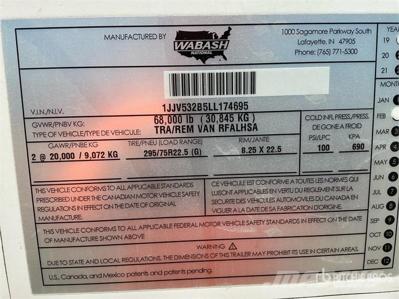 Wabash RFALHSA 53 ft x 102 in Sliding T/A Refrigerated Tr Semirremolques de temperatura controlada