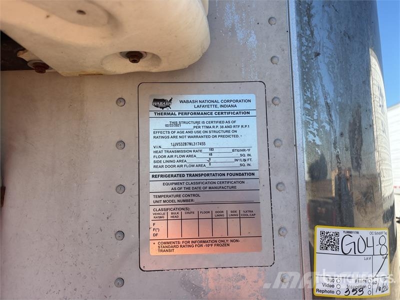 Wabash RFALHSA 53 ft x 96 in T/A Refrigerated Trailer Temperature controlled semi-trailers