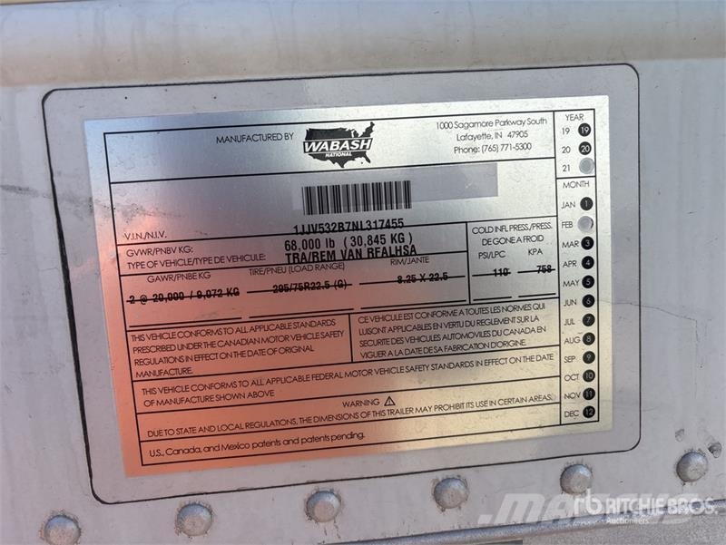 Wabash RFALHSA 53 ft x 96 in T/A Refrigerated Trailer Temperature controlled semi-trailers