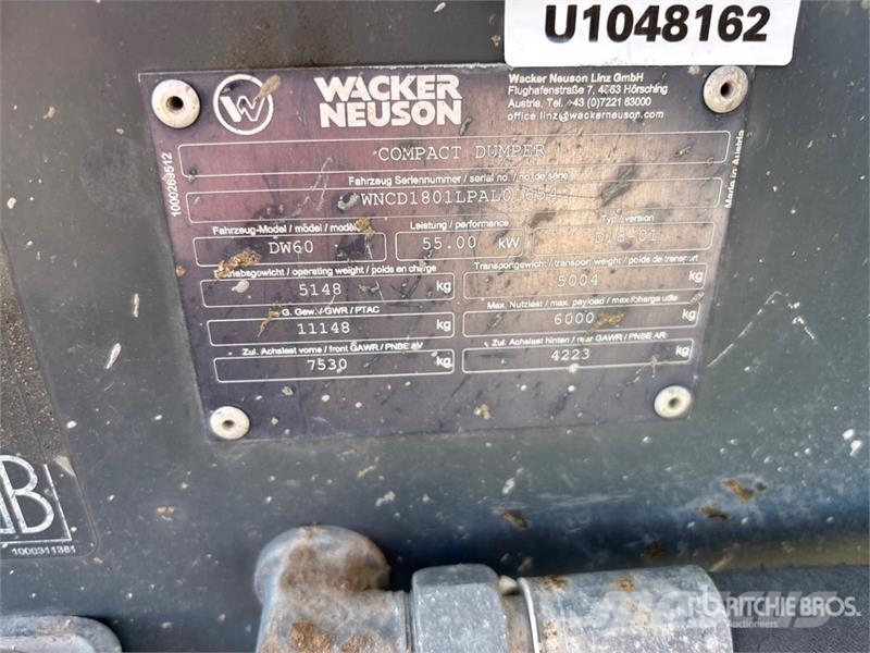 Wacker DW60 4x4 Swivel Dumper Minidumpperit