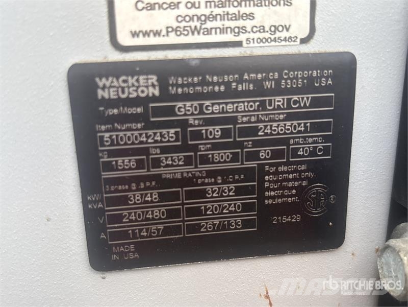 Wacker G-50 48 kVA Generator Set (Inoperable) Diesel Generators