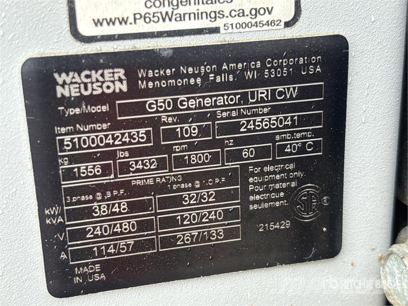 Wacker G50T4F 48 kVA Generator Set (Inoperable) Generatori diesel