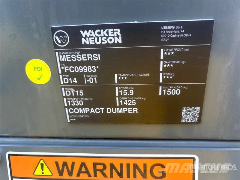 Wacker Neuson DT15 Swivel Crawler Dumper 翻斗车\公路型自卸车