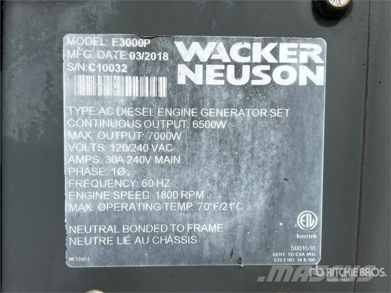 Wacker Neuson E3000 Equipamento de aquecimento e descongelamento