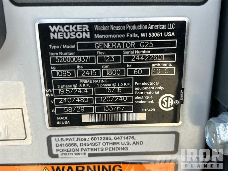Wacker Neuson G-25 20 kW Mobile Generator Set Generadores diesel