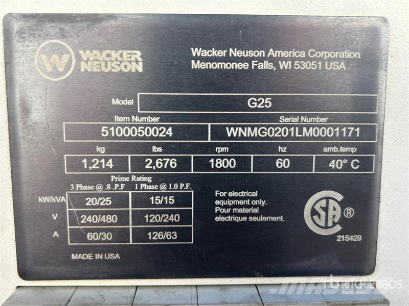 Wacker Neuson G-25 20 kW Mobile Generator Set Naftové generátory