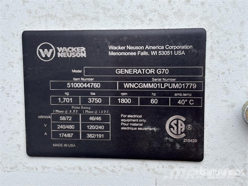 Wacker Neuson G70 Naftové generátory