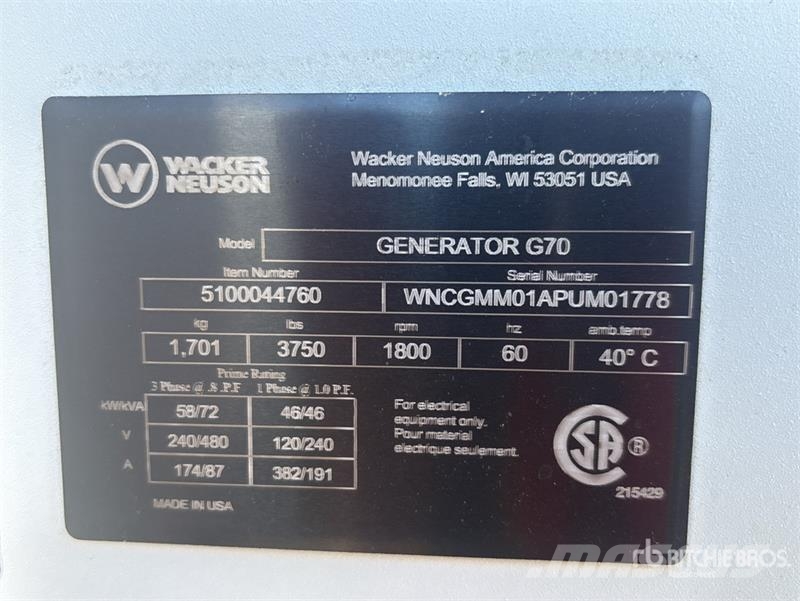 Wacker Neuson G70 Diesel Generators