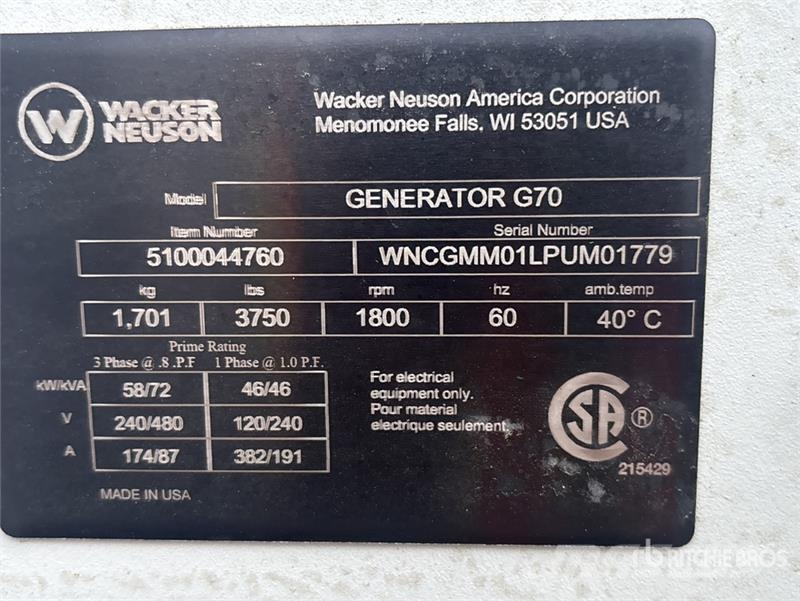 Wacker Neuson G70 Naftové generátory