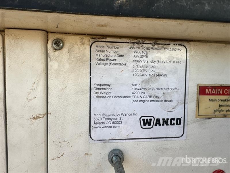 Wanco WSP80 80 kW Skid-Mounted Generator Set Дизелови генератори
