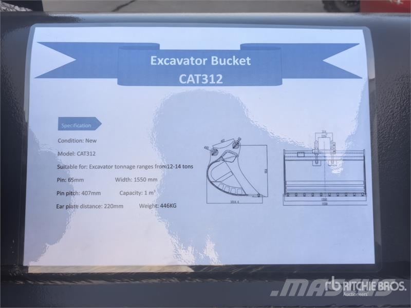 Warrior WBMCC12-1550 61 in Q/C Cleanup Excavator Bucket - 挖斗