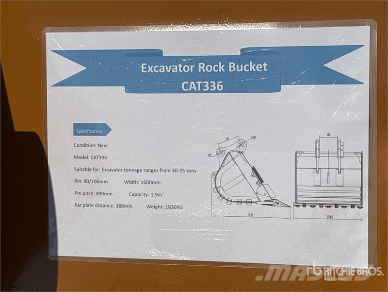 Warrior WBSRC30-1500 59 in Digging Excavator Bucket - Fits Baldes