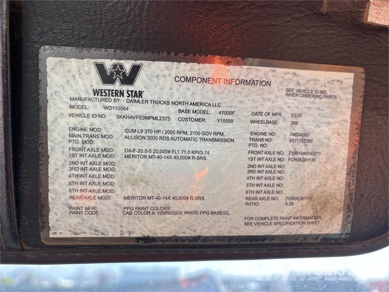 Western Star 4700SF 8x4 Tri/A Dump Truck Kiperi kamioni