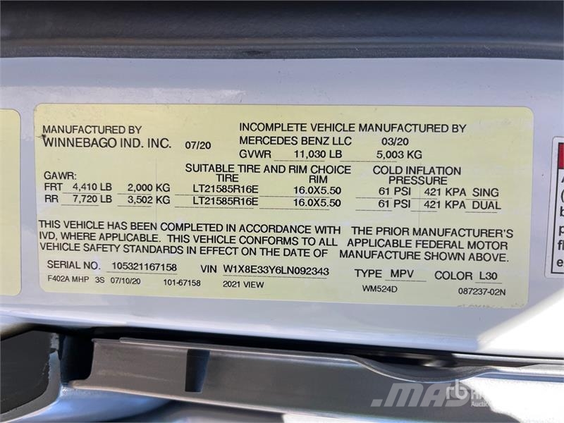  Winnebago View 24D Motor Home 露營車和有篷卡車