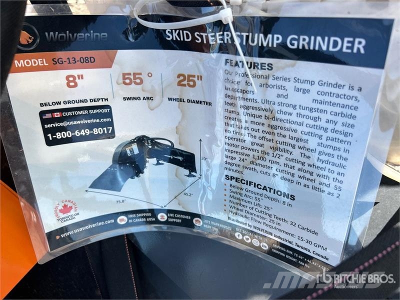 Wolverine SG-13-08D 25 in Skid Steer Stump Grinder Rotacijske brane in multikultivatorji