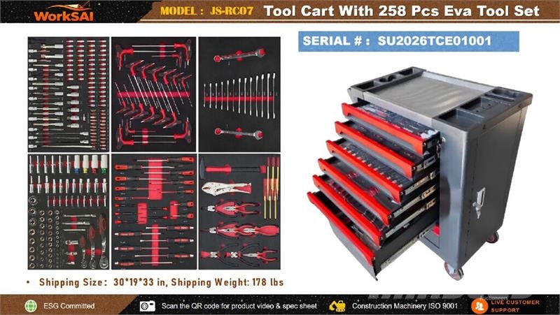 WorkSai JS-RC07 Tool Cart w/ (258) pcs Tool Set (U Drugi deli