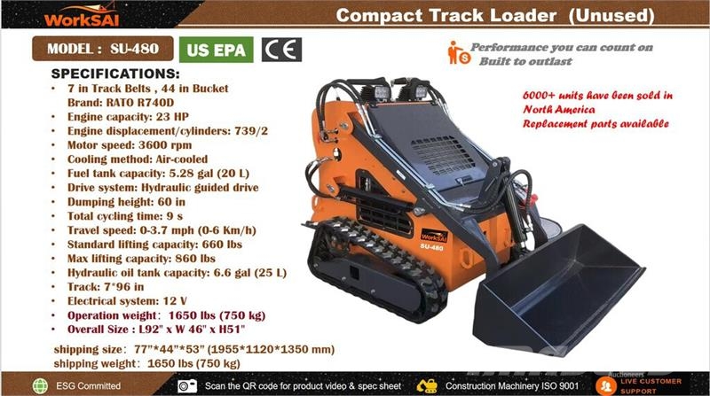 WorkSai SU-480 Mini Compact Track Loader (Unused) Kompaktlader