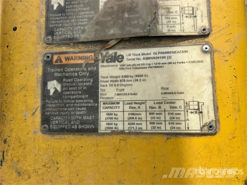 Yale GP050MX 3950 lb Pneumatic Tire Forklift 그 외 지게차