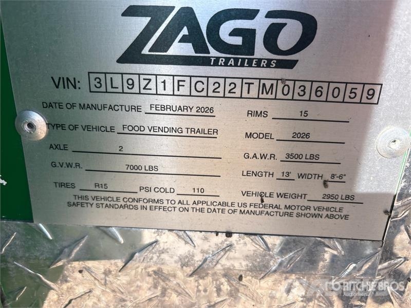 Zago 11 ft T/A Food Concession Trailer مقطورات أخرى