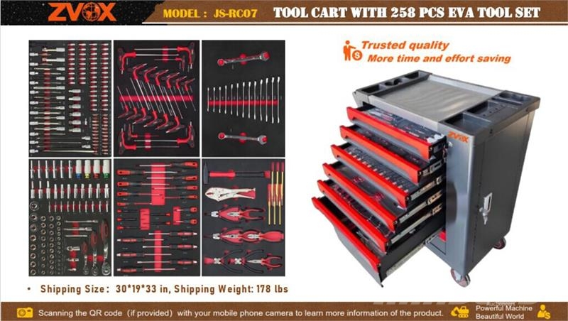 ZVOX JS-RC07 Tool Cart w/ (258) pcs Tool Set (Unus Other components