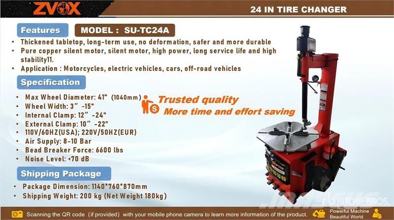ZVOX SU-TC24A 24 in Tire Changer (Unused) Строителство - Други