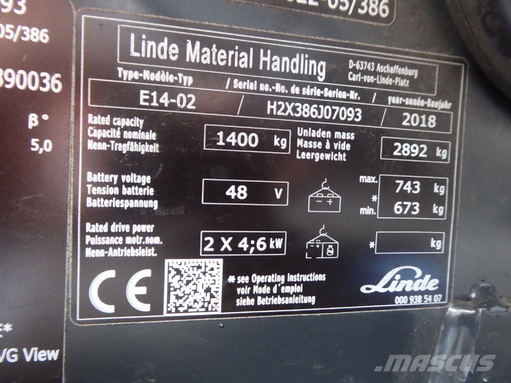 Linde E14-02 Elektrische heftrucks