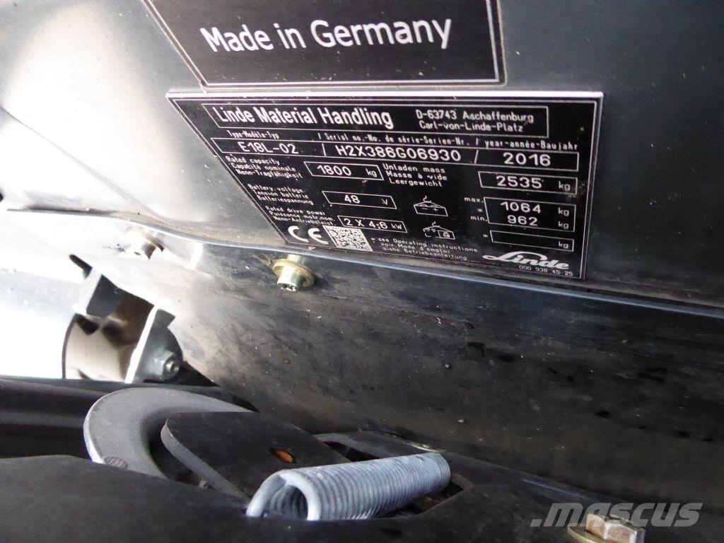Linde E18L-02 شاحنات ذات رافعات شوكية تعمل بالكهرباء