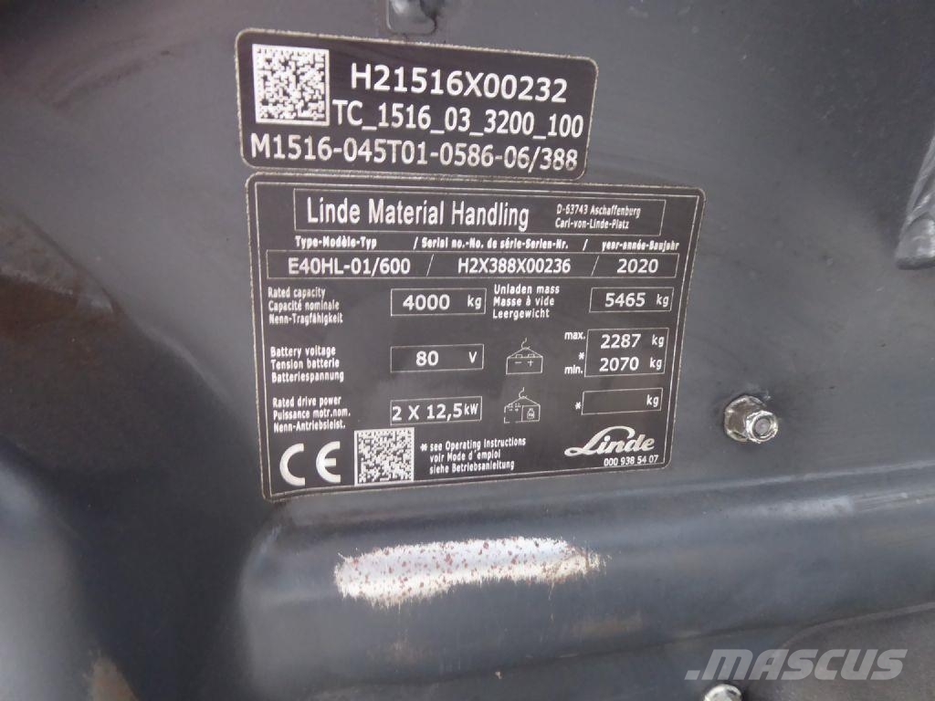 Linde E40HL-01/600 Elektromos targoncák
