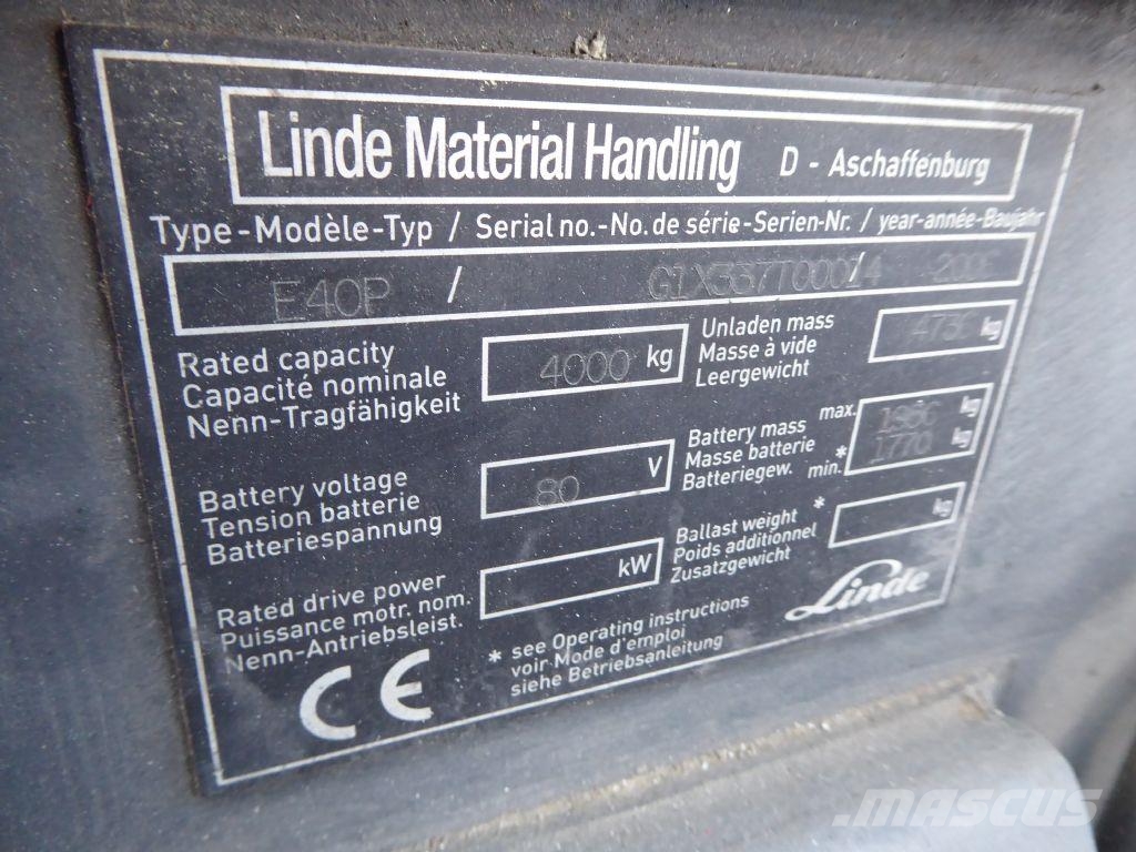 Linde E40P El gaffeltrucks