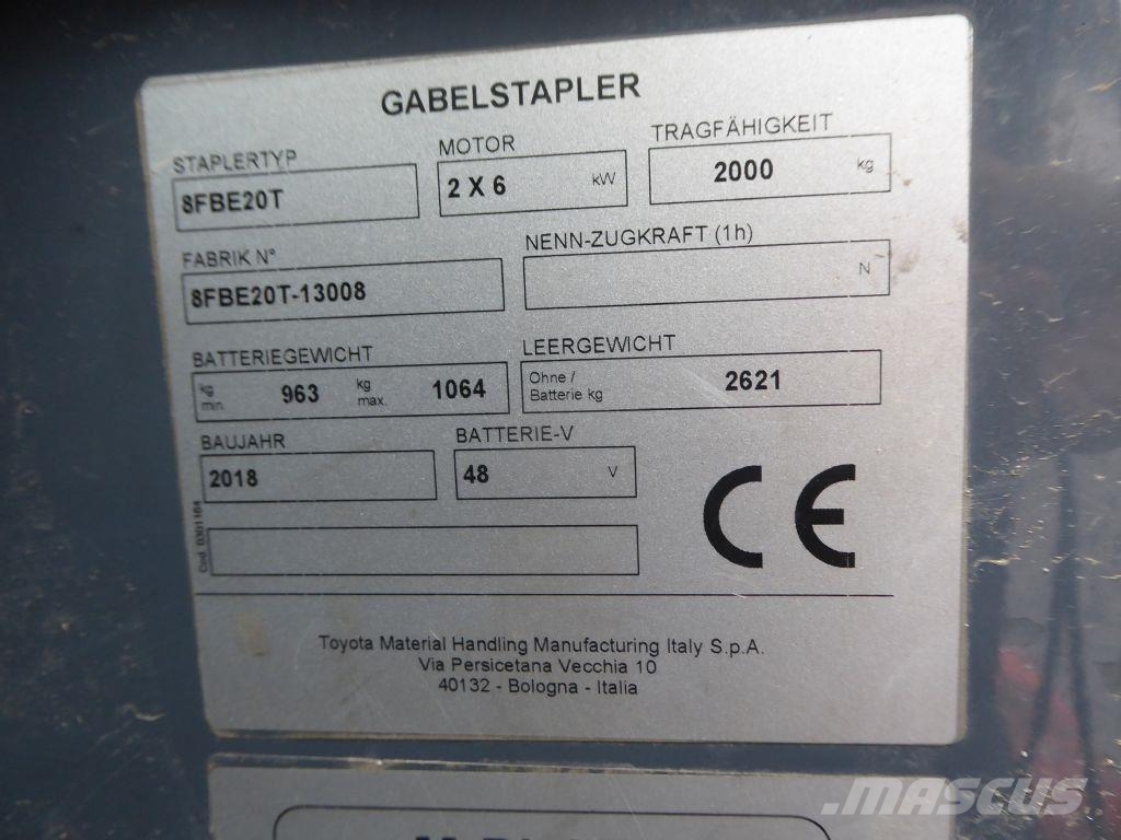 Toyota 8FBE20T Elektrische heftrucks