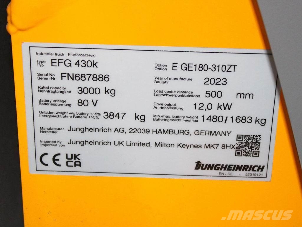 Jungheinrich EFG 430k E GE180-310ZT Chariots élévateurs électriques