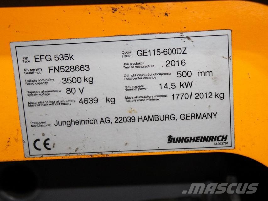 Jungheinrich EFG 535k GE115-600DZ Ηλεκτρικά περονοφόρα ανυψωτικά κλαρκ