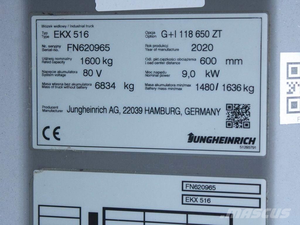 Jungheinrich EKX 516 G+I118-650ZT Li-Ion Hochhub-Kommissionierer