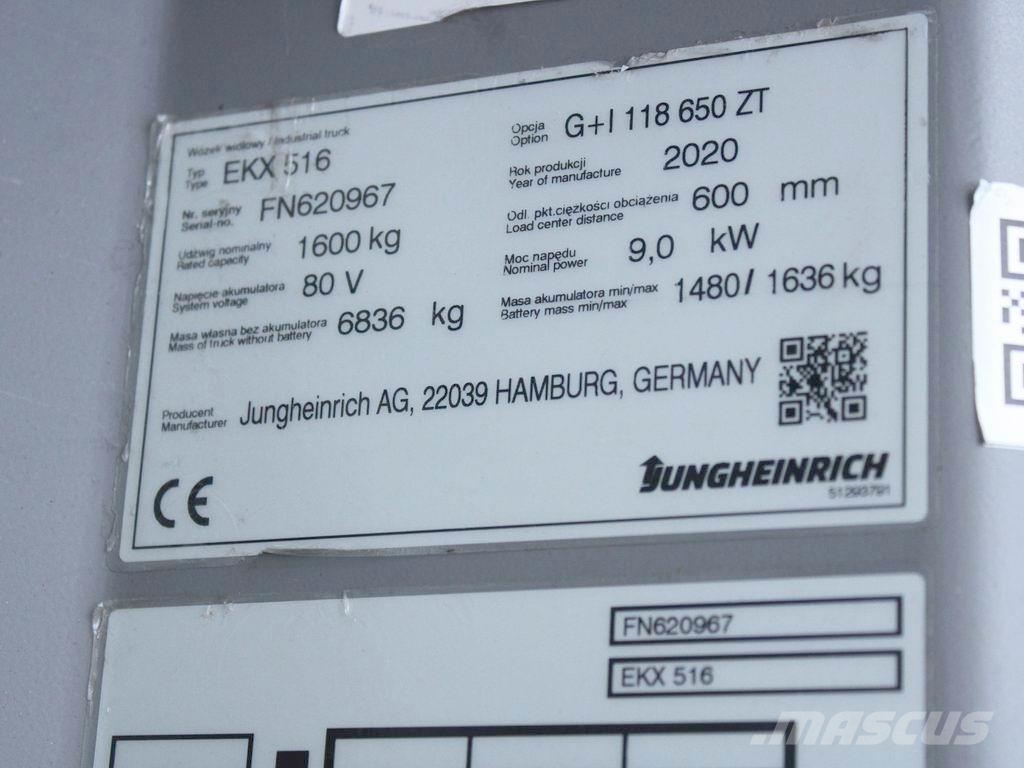 Jungheinrich EKX 516 G+I118-650ZT Li-Ion Hochhub-Kommissionierer