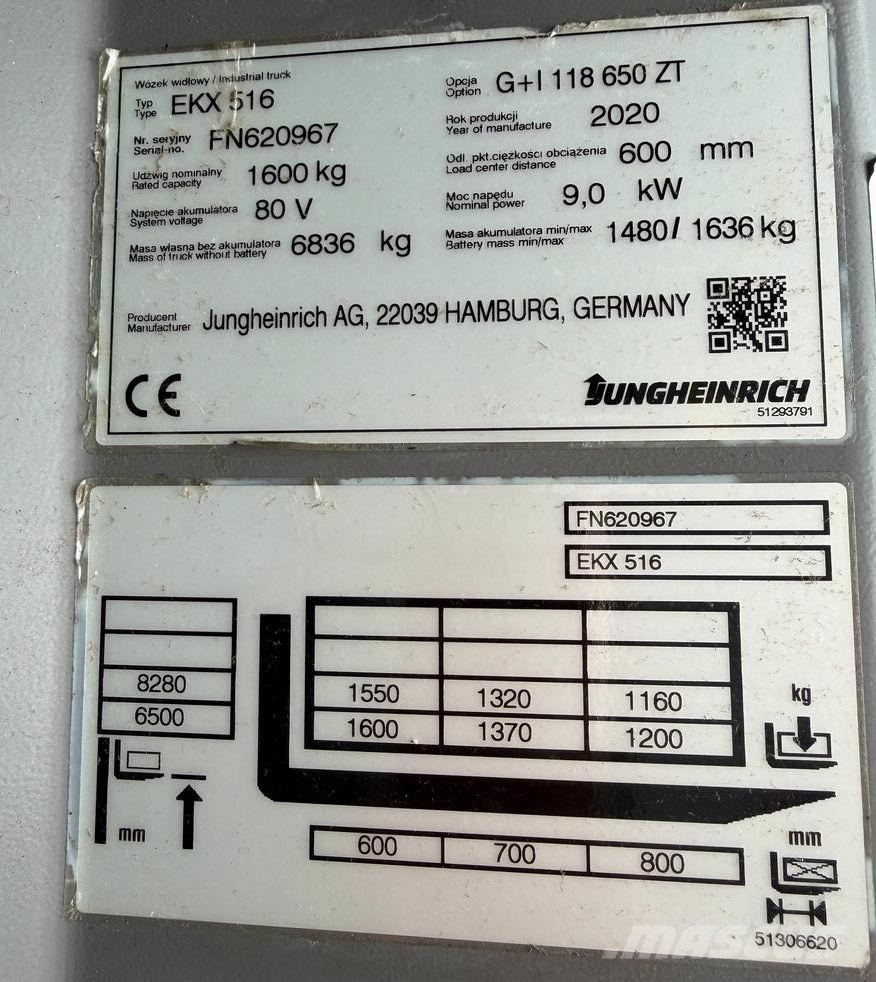 Jungheinrich EKX 516 G+I118-650ZT Li-Ion Hochhub-Kommissionierer