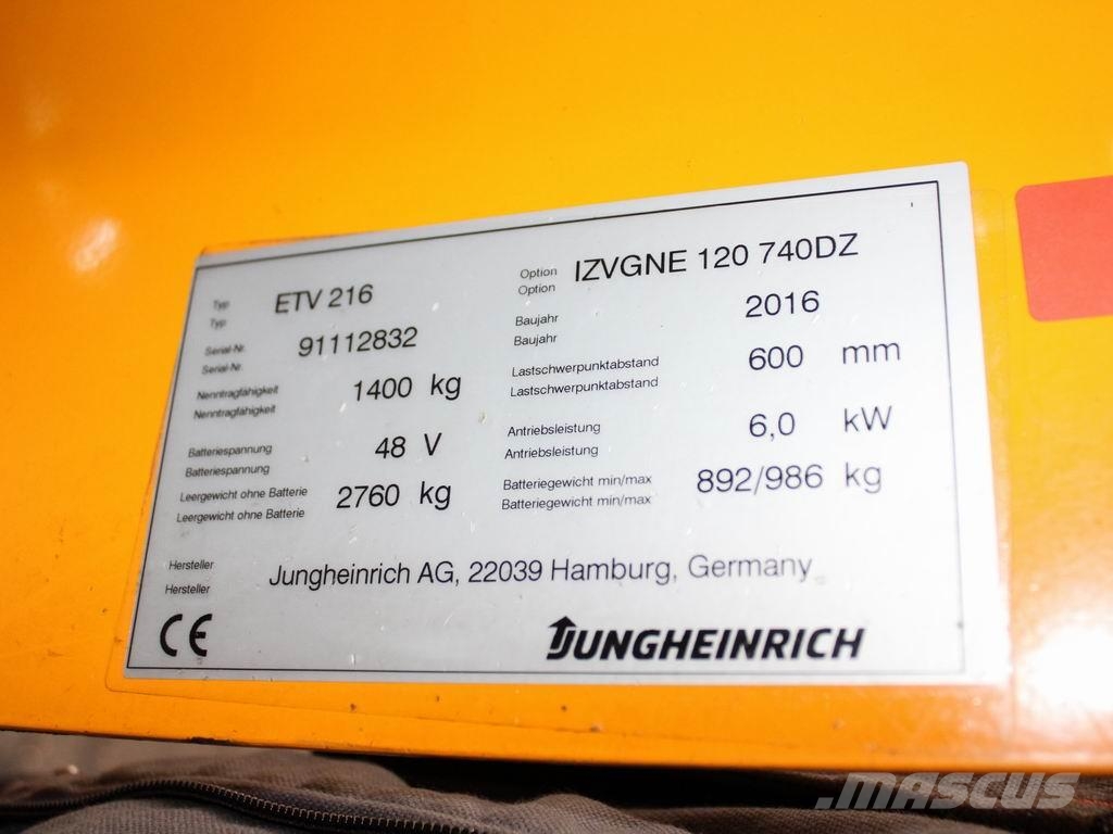 Jungheinrich ETV 216 IZVGNE120-740DZ Viljuškari sa pomičnim stupom
