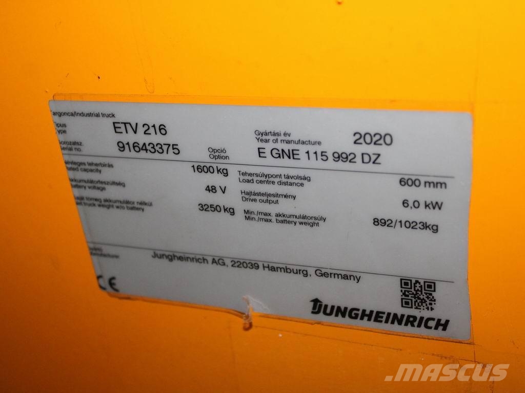 Jungheinrich ETV 216 SP E GNE115-992DZ Reachtruck voor hoog niveau
