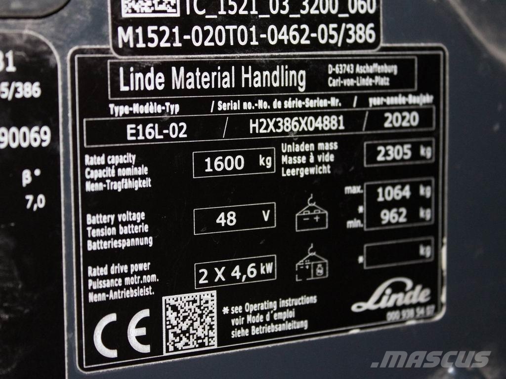 Linde E 16 L-02 386 Chariots élévateurs électriques
