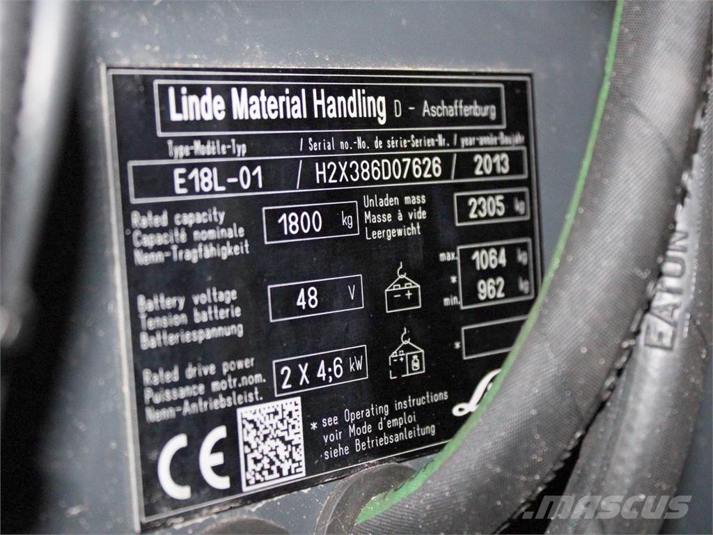 Linde E 18 L-01 386 电动叉车