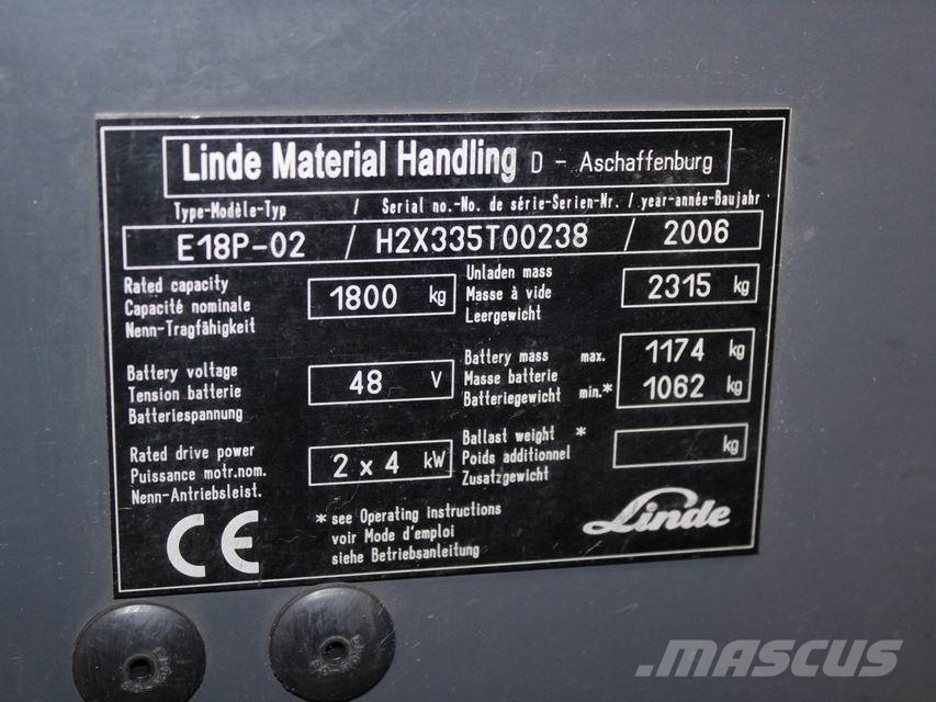 Linde E 18 P-02 335 电动叉车