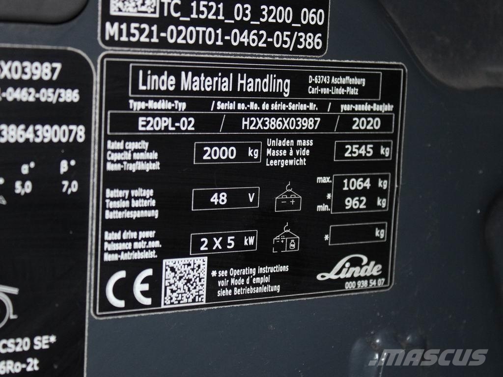 Linde E 20 PL-02 386 Električni viličarji