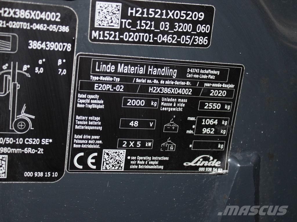 Linde E 20 PL-02 386 Elektrostapler