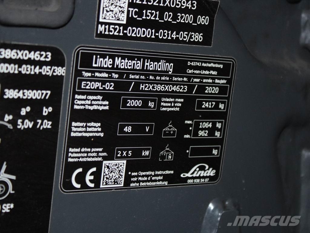 Linde E 20 PL-02 386 Chariots élévateurs électriques