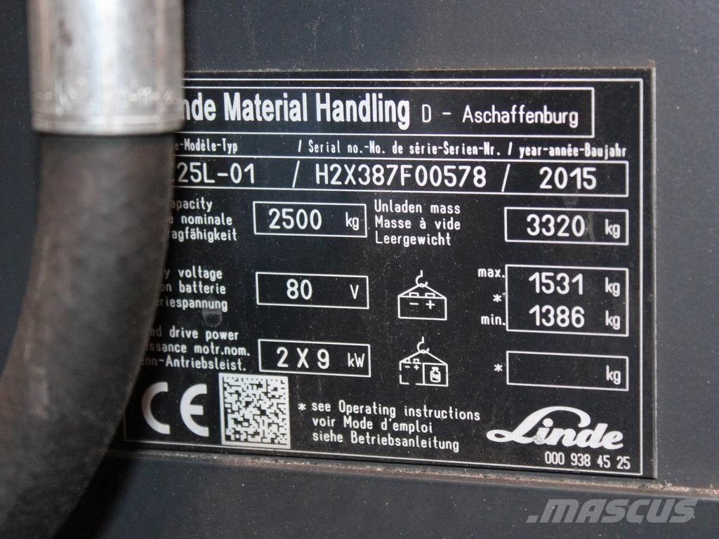 Linde E 25 L-01 387 شاحنات ذات رافعات شوكية تعمل بالكهرباء