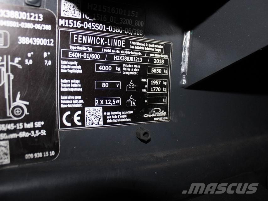 Linde E 40 H-01/600 388 Električni viljuškari